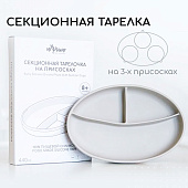 Силиконовая секционная тарелка Miyoumi TS0001/214 светло серый 1